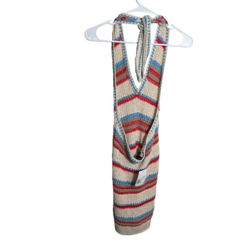 Forever 21 Dress Women's Small Striped V-Neck Tie Neck Knit Crochet Colorful NWT - Picture 4 of 9