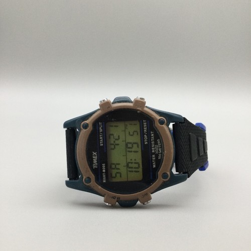 Vintage Timex Digital Watch Men 40mm Black Brown Blue Band New Battery - Picture 6 of 16
