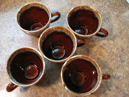 Brown Drip Hull USA 5 Cups Coffee Tea Beautiful set lot - Picture 2 of 6
