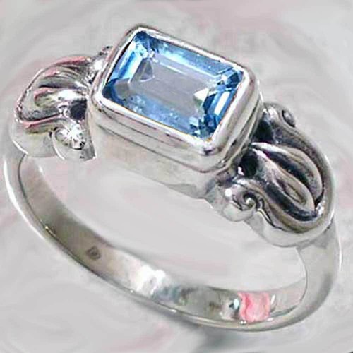 BALI DESIGNER SQUARE BLUE TOPAZ RING SZ-6 925 STERLING SILVER - Picture 6 of 7