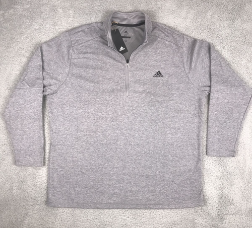 Adidas Golf Pullover Knit 1/4 Zip Mens Size XXL 2XL Gray 3 Stripes Long Sleeve