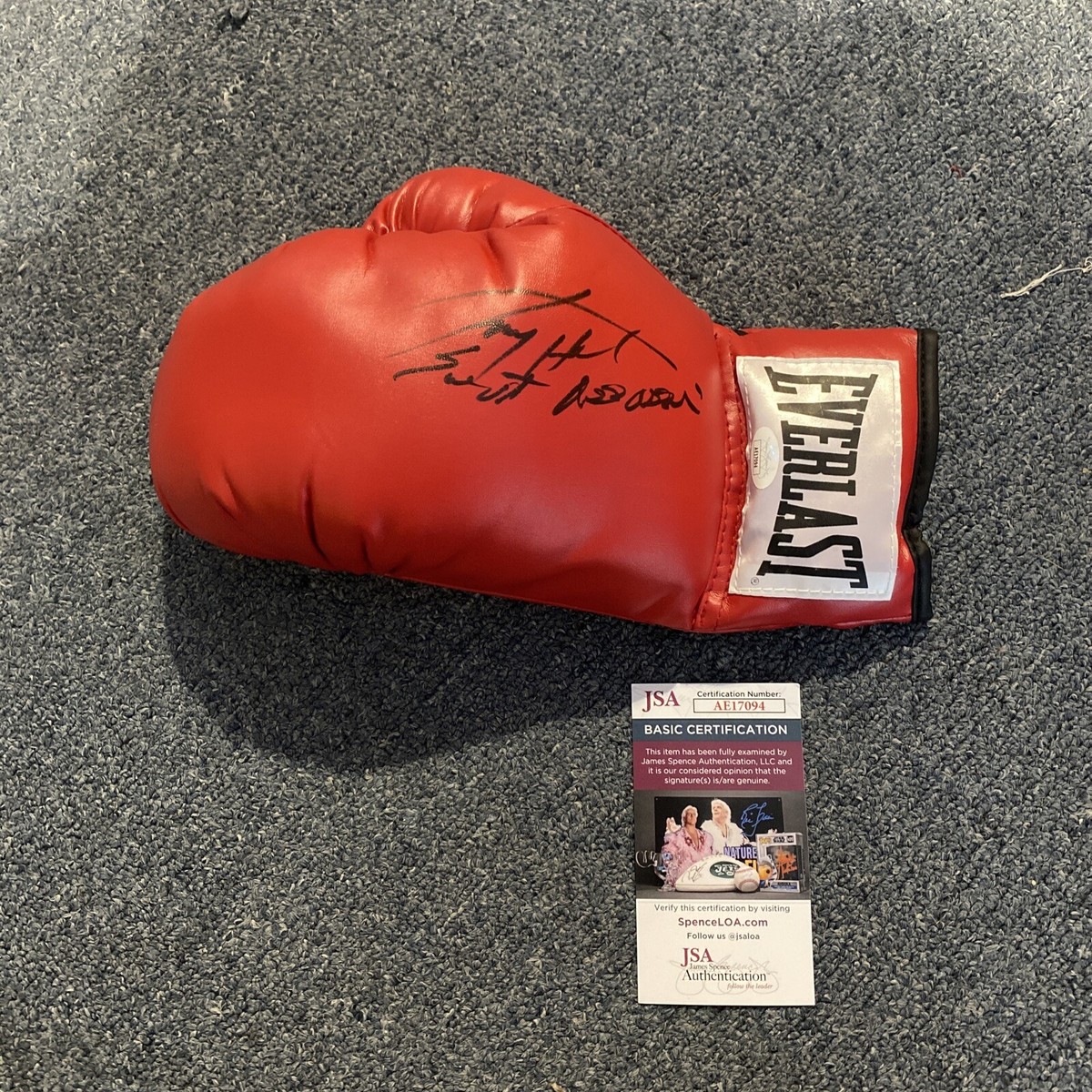 Signed Larry “Easton Assassin” Holmes Boxing Red Glove With JSA