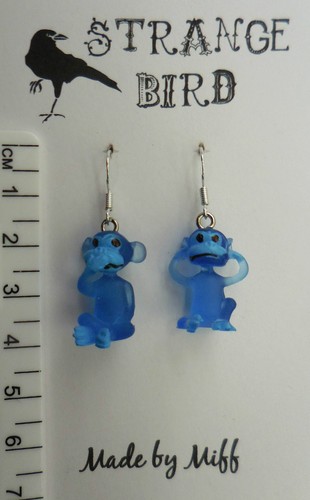 Hey hey we're strange monkeys! earrings funky monkey cute kitsch 4 colours - Picture 7 of 18