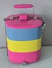 John Lewis 3Tiered Multi Coloured Handled Picnic/Lunch Tiffin Box W/Secure Clips