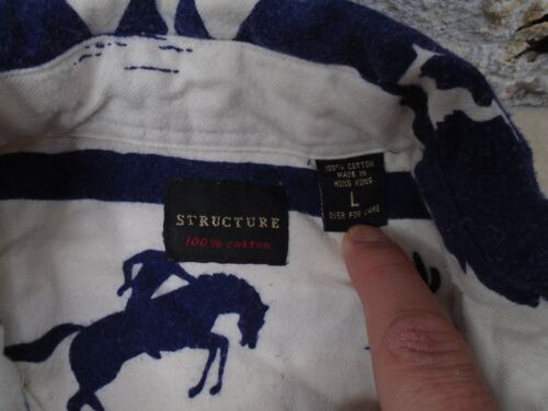 Vintage STRUCTURE 90s ALL Over Print Western Native Cowboy Button Shirt Size L - Picture 3 of 8