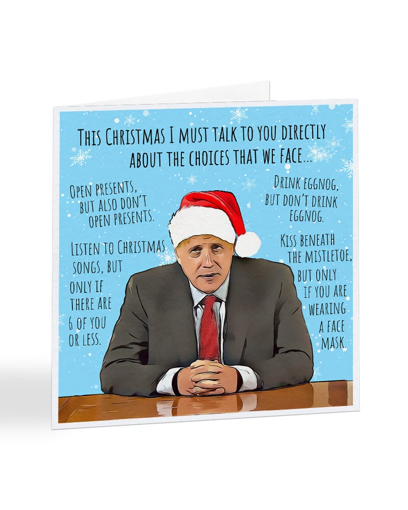 Boris Johnson Christmas Card Funny 2020 Lockdown Address The