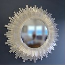 Moderner Selenit Stein Wandbehang Kosmetikspiegel Badezimmer Dekor Handgefert...