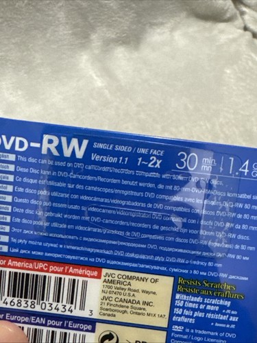 3 X JVC DVD RW 1.4 GB 30 MINUTES CAMCORDER MINI RE-RECORDABLE VIDEO CAMERA DISC - Picture 6 of 8