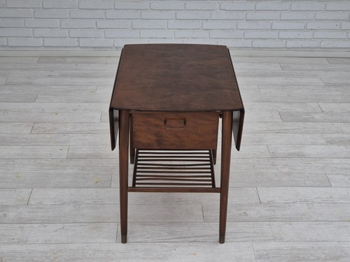 50er Jahre, Dänischer klappbarer Couchtisch mit Schublade und Ablage, Originalzustand. - Bild 22 von 23