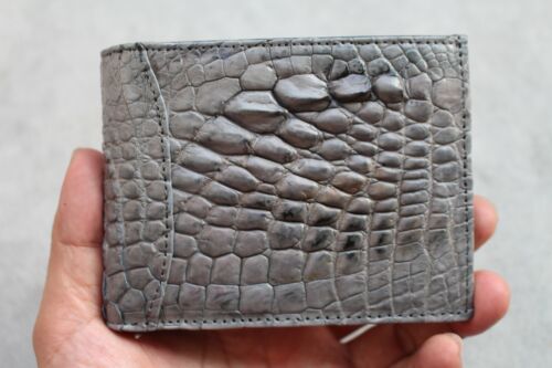 Gray Alligator Crocodile Print Leather SKIN Men's Money Clip WALLET - Picture 2 of 5