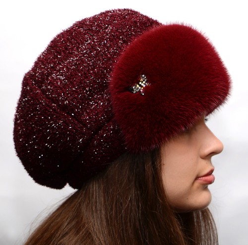 Damen Echtpelz Baskenmütze Winter Nerzmütze Luxus Pelzmütze Russische Pelz Baskenmütze - Bild 29 von 54