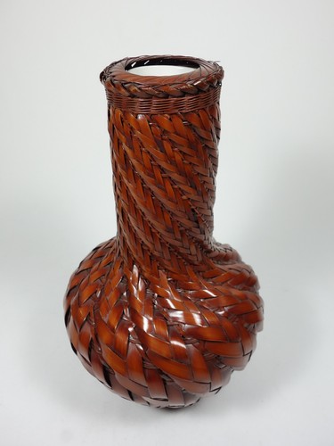 ikebana bambus vase mid century design japan bamboo basket vintage - Bild 3 von 5