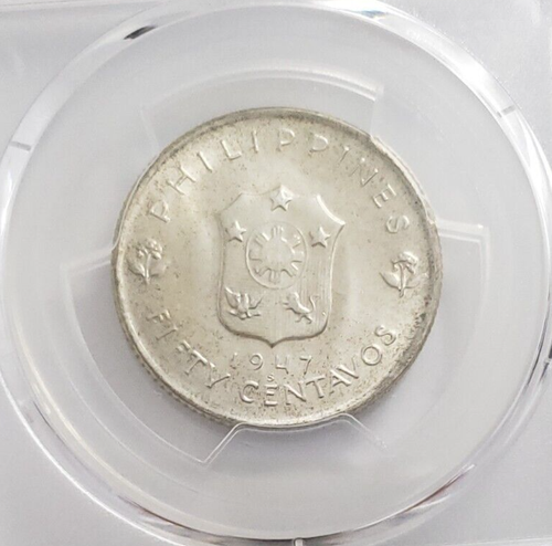1947-S Silver MacArthur "Philippines" Half Dollar - PCGS MS65 - KM-184 - Nice!!! - Picture 4 of 5