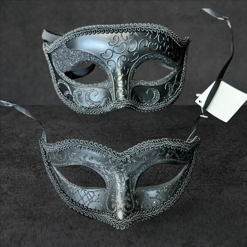 New Black Couple Mask Mardi Gras Venetian Halloween Ball Prom Masquerade Mask  - Picture 1 of 5