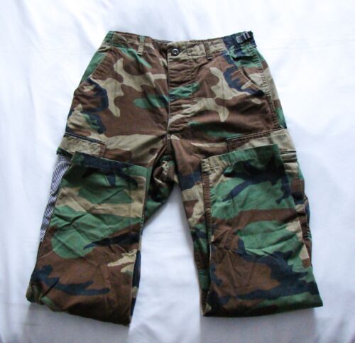 Atelier & Repairs The Blue Green Camo Patchwork Reconstructed Cargo Army Pants - Picture 3 of 10