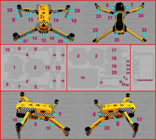 DJI AIR 2s - SKIN - DESIGN: TAXI - Folie / Wrap / Decal - Picture 10 of 10