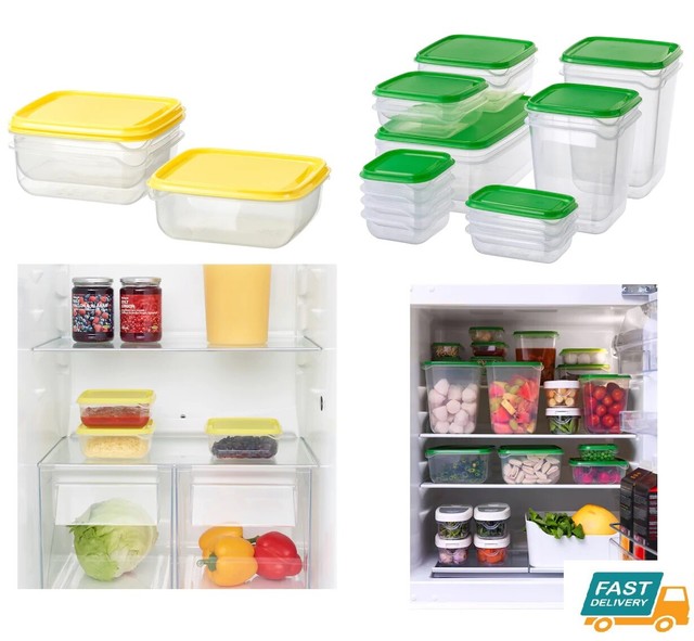 Ikea Plastic Food Container Sets Fridge Freezer Storage Tubs Lids Green Yellow