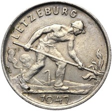 Luxembourg-Charlotte coin-1 franc franc 1947-Brussels-conservation!