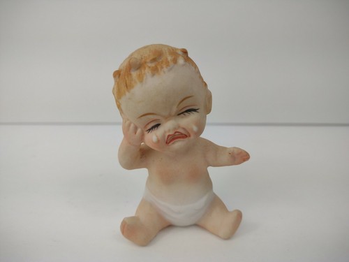 Vintage Kewpie Salt Pepper Shaker Single Figurine Porcelain Bisque Crying 3 1/4" - Picture 1 of 8