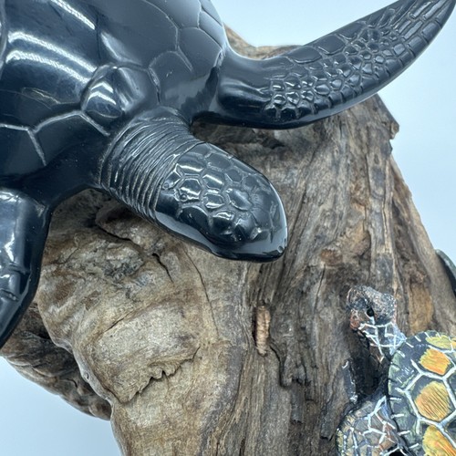 John Perry Black Ebonite Sea Turtle Sculpture Decorative Statue Driftwood Art - Picture 17 of 24