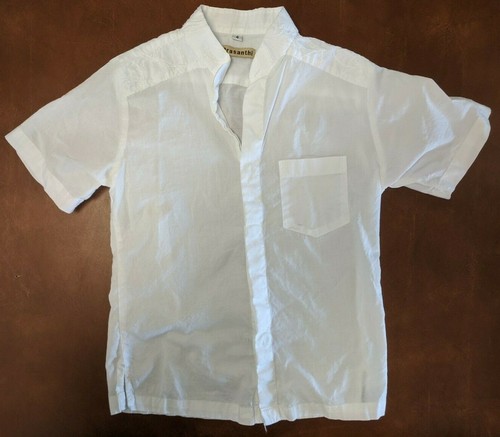 Boys Prasanthi Short Sleeve Button Front Shirt Floral Embroidery Size 4 Stains - Picture 1 of 6