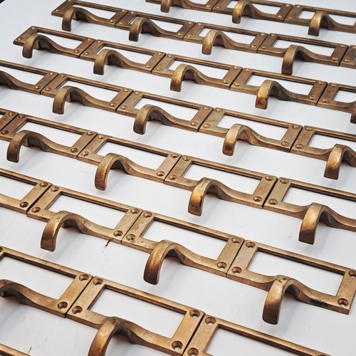 35 Vintage Brass Index Card Drawer Label Holder Library Catalog File Index Pulls - Picture 8 of 15