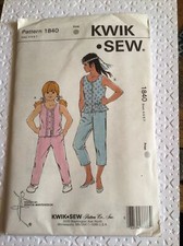 Vintage Kwik Sew sewing pattern girls summer pyjamas trouser top Age 4-7 Uncut