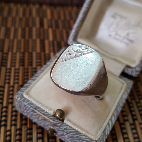 Vintage 925 Sterling Silver Mens Ring, Retro Foliage Ring, Signet, Size U US 10 - Picture 3 of 9