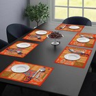 Indian Tabletop 100% Cotton Placemats Dining Table Set of 6 Orange Table Cloth