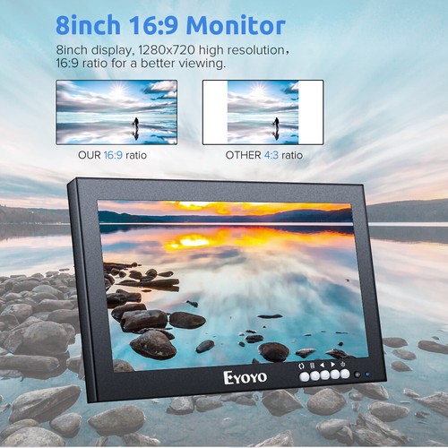 Eyoyo 8 Zoll 16:9 HDMI Monitor Portable CCTV Display Computer Gaming Bildschirm - Picture 7 of 13