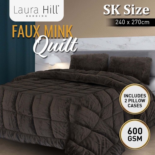 Laura Hill 600GSM Faux Mink Comforter Quilt Blanket Super King - Picture 12 of 12