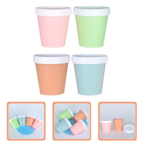 4 Pcs Dessert Containers Lids Ice Cream Cups Lids Pudding Cups