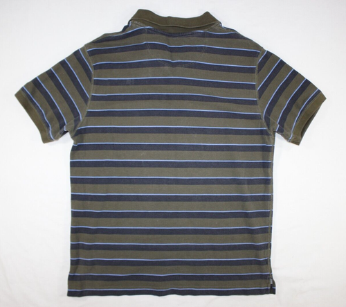 Gap Hemd Herren Large Polo Athletic Fit Baumwolle Mesh Slim Gestreift Grün Blau - Bild 7 von 7