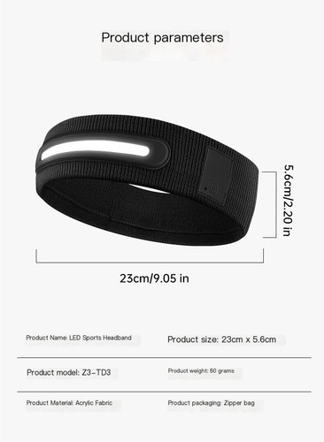 LED Headlamp USB Rechargeable Headlight Sweat absorption Outdoor Night Run - Imagen 14 de 17