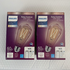 Philips Smart Light Bulbs 60w Tunable White Wi-Fi LED Filament ST19 Lot of 2