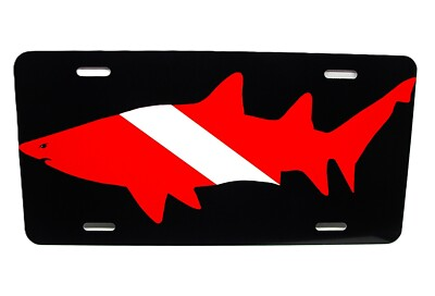 #ad DIVE FLAG METAL CAR NOVELTY LICENSE PLATE AUTO TAG SHARK THEME SCUBA DIVER FLAG $17.95