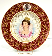 Antique Austria 10" plate Marie de Medici- Signed by the artist