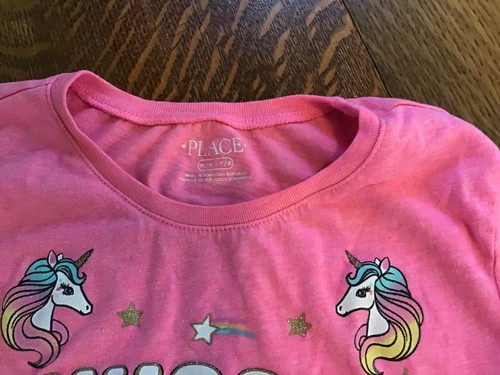 Girls Size 7/8 & 8 Shirt Lot Of 3 Unicorn Red White & Blue - Picture 5 of 7