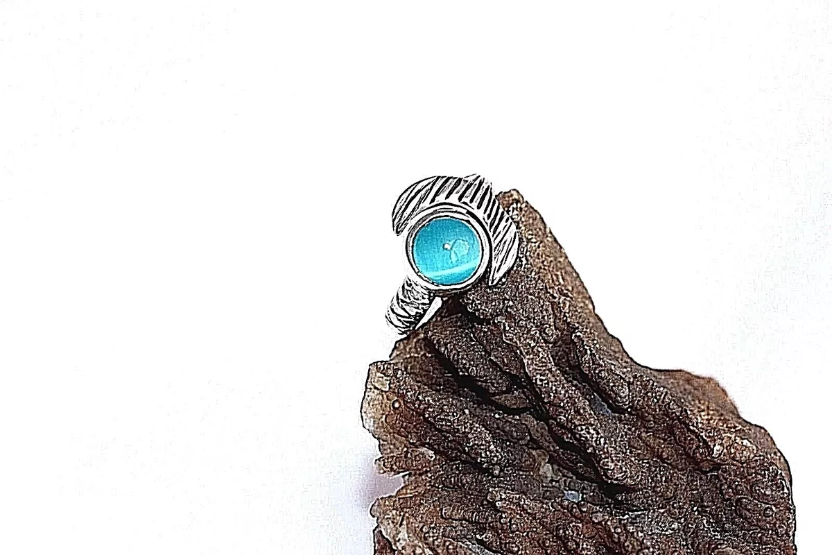 Hand Made H2O Just Add Water Mako Mermaid Tail Ring Cat Eye Cabochon 8 mm 925 SS