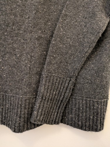 Vertical Design 100% Cashmere Two-ply Gray Mock Neck Sweater - Picture 5 of 6