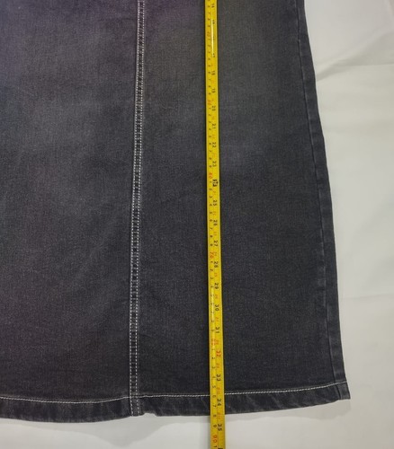 Love Fire schwarzer hoher Bund Denim langer Rock mit Taschen, Größe 1, neu mit Etikett - Bild 8 von 8
