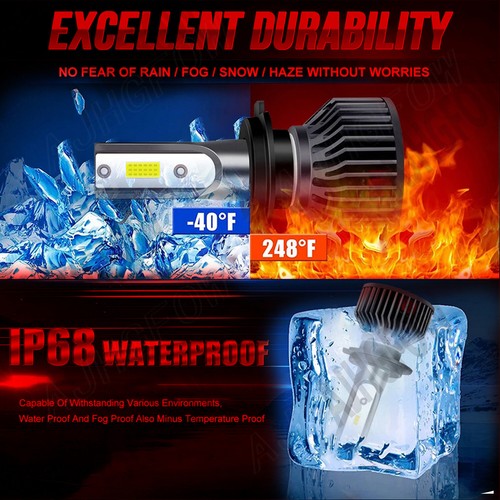 9006 9005 LED Headlights KIT Combo Bulbs 10000K High Low Beam Super Bright White - Picture 13 of 15