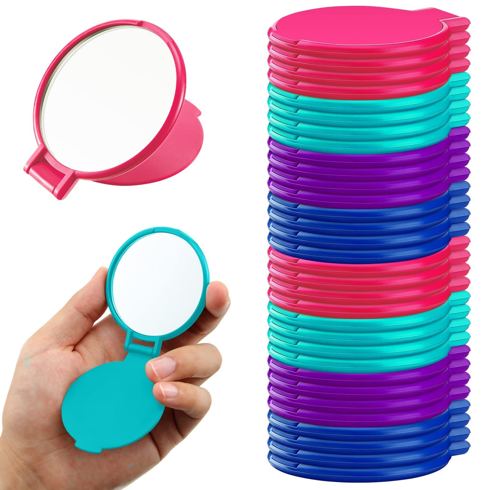 Yalikop Compact Round Folding Portable Mirror for Travel & Purse