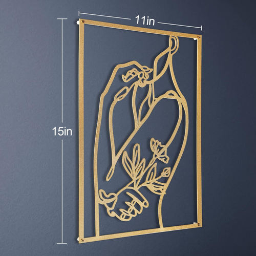 3 Pcs Gold Wall Decor above Bed Minimalist for Living Room Metal Line Art - Fema - Picture 4 of 12