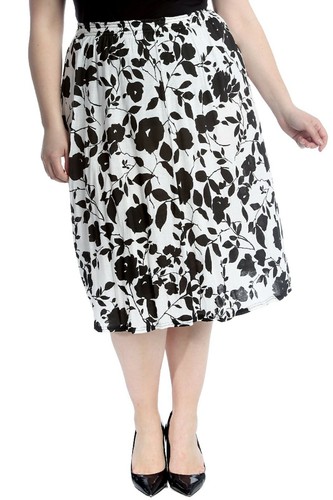 New Womens Elasticated Waist Ladies Printed Midi Skirt Plus Size UK 12-22 - Picture 18 of 21