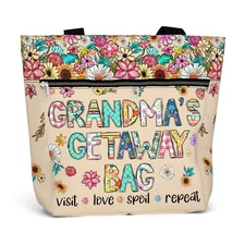 AESTHETIC TOTE BAG FOR WOMEN. SHOULDER BAG GRANDMA GIFT FOR GRANDMOTHER. TRAVEL 