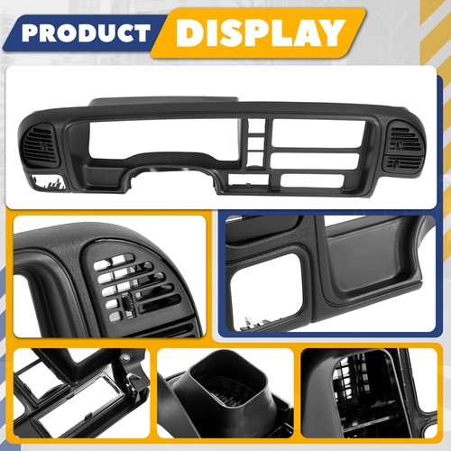 Double Din Dash Bezel Kit With Vents For Chevy GMC Trucks / SUVs 1995-2002 Black - Picture 4 of 22