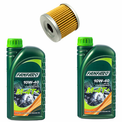 Motor Öl Set 10W40 2 Liter Ölfilter MF131 für Hyosung GA GF GT GV Suzuki DR GZ