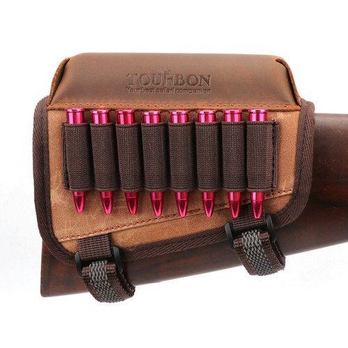 TOURBON Canvas Leather Rifle Ammo Buttstock Holder Cheek Rest Comb Riser Gift US - Picture 17 of 24