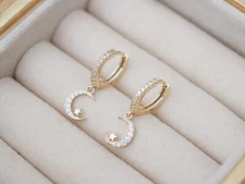 2 Ct Round Cut Simulated Diamond Clip On Drop Earrings In 14k Yellow Gold Plated